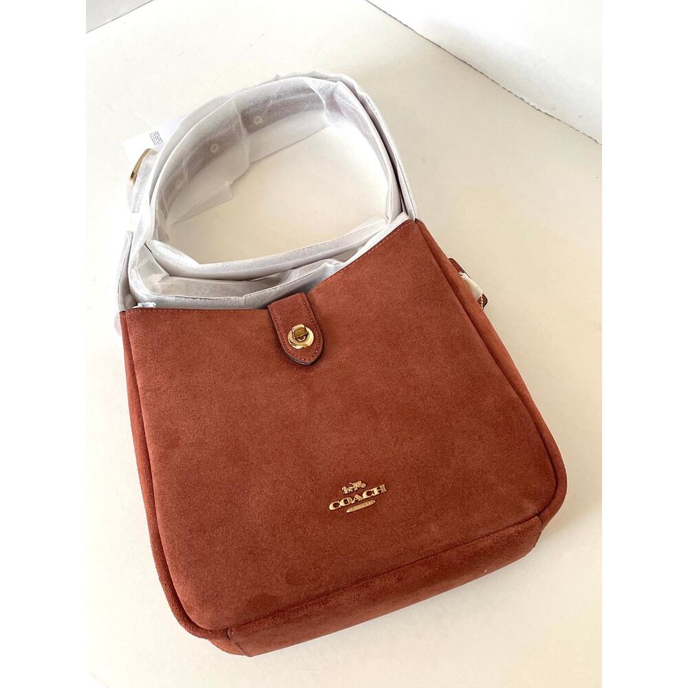 Coach Hadley Convertible Crossbody Bag Gold Clay Suede Leather CCG43 - Picture 11 of 12